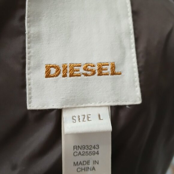 Diesel Duck Down Puffer Bomber Jacket Tan Size Large Boys/Medium Women's - Picture 9 of 11